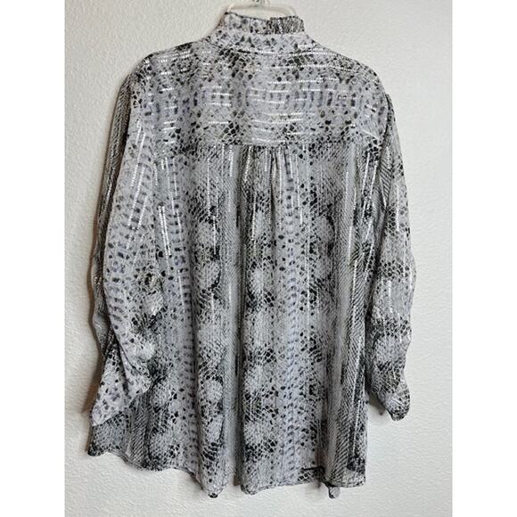 1. State Python Print Ruffle Lined Blouse Size 1X - Picture 6 of 12